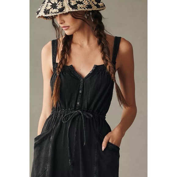 Anthropologie Daily Practice Mayotte Jumpsuit Black Comfort Comfy Overalls XXS - Picture 2 of 4